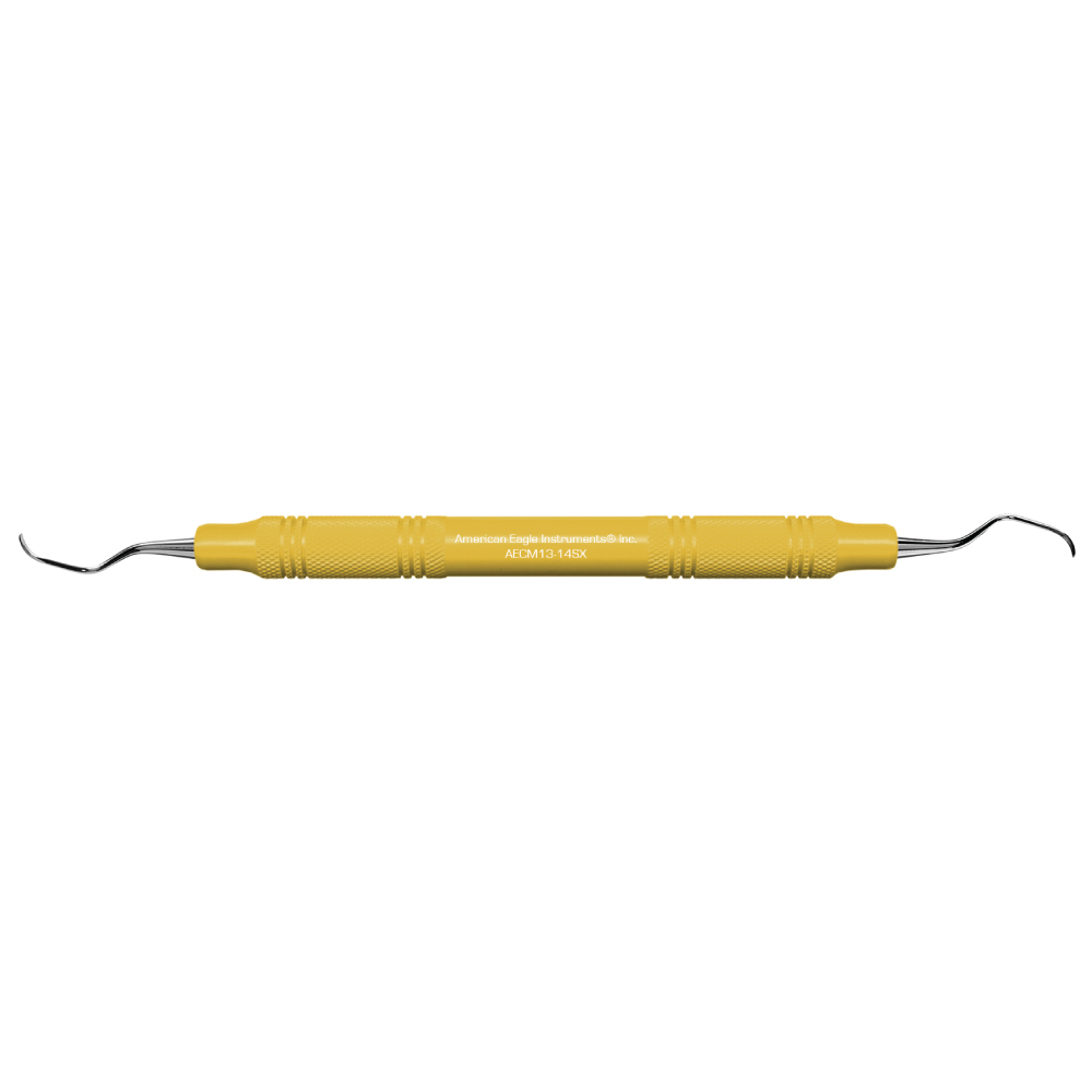 American Eagle Stainless Steel McCall 13-14S Curette with Resin Handle – Yellow (1 ct)