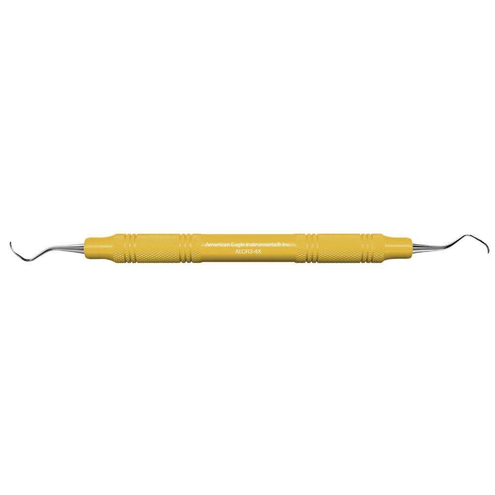 American Eagle Stainless Steel Rules 3-4 Curette with Resin Handle – Yellow (each)