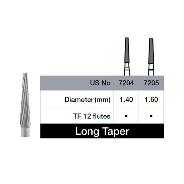 DEFEND® Trimming & Finishing Long Taper Carbide Bur